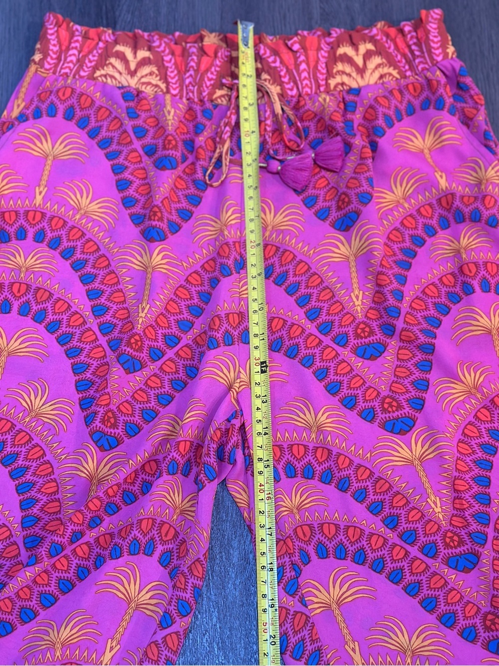 Tropical Palm Print Wide Leg Palazzo Pants Boho Resort Vacation Pink Small - Picture 5 of 11